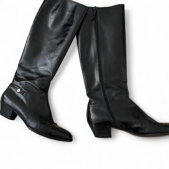 Ferragamo black leather knee high boots - Picture 2 of 8